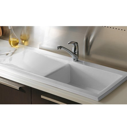 RAK 1000 Gourmet Dream 1 Bowl White Ceramic Fireclay Kitchen Sink - Reversible