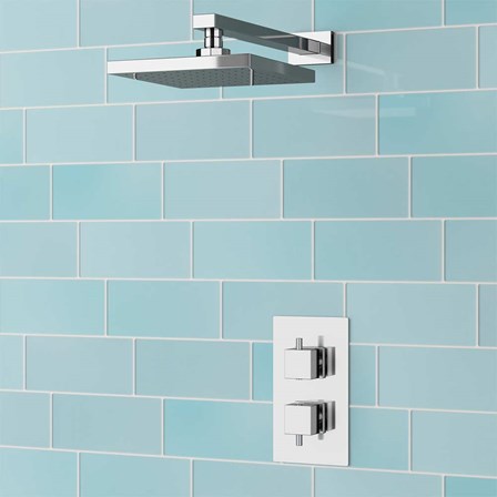 Senja Square Concealed Thermostatic Shower Valve & ABS Fixed Shower Head