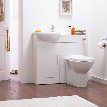Sienna White 920mm Width Cloakroom Furniture Suite with Toilet & Cistern