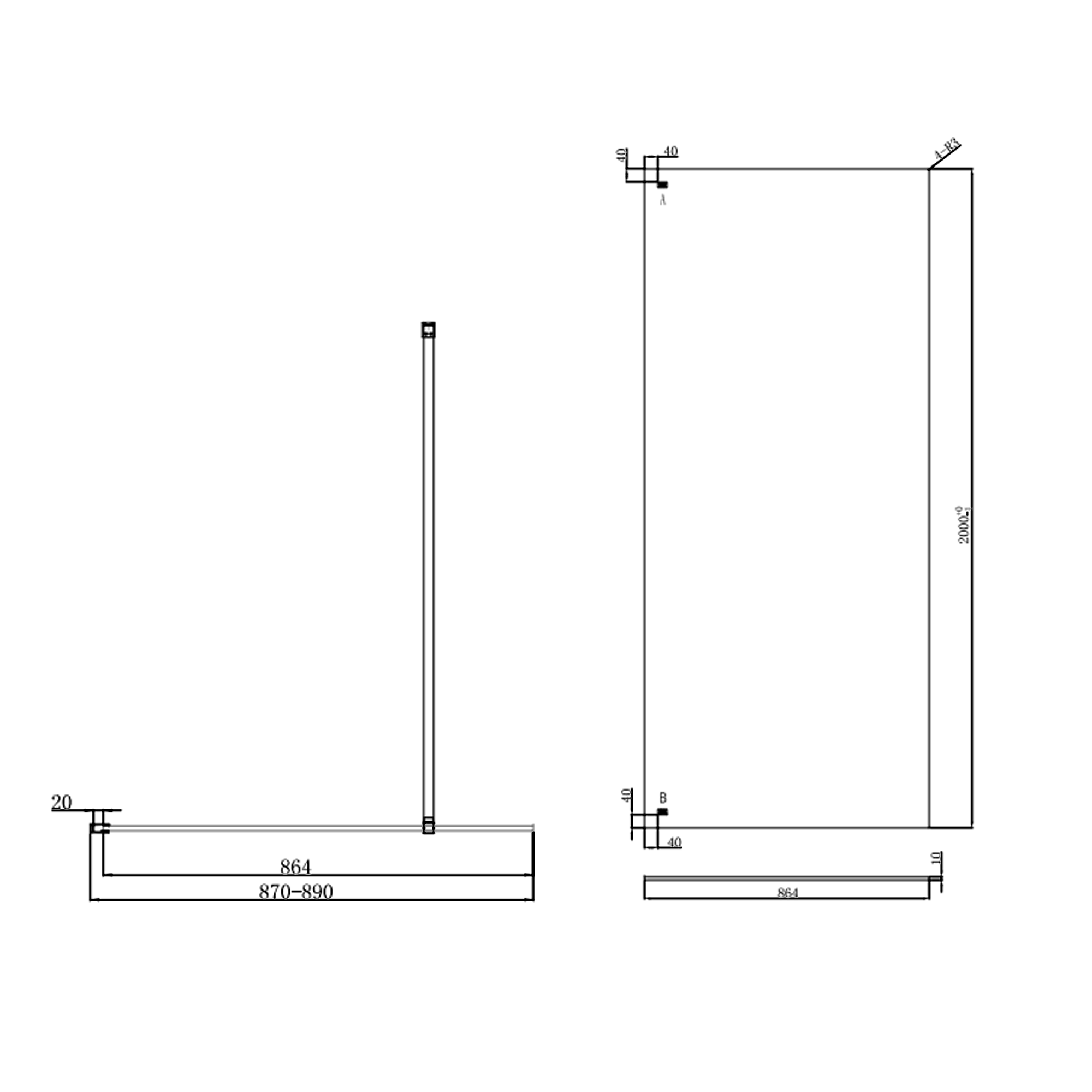 Harbour i10 10mm Easy Clean 2m Tall Frameless Wetroom Panel - Chrome