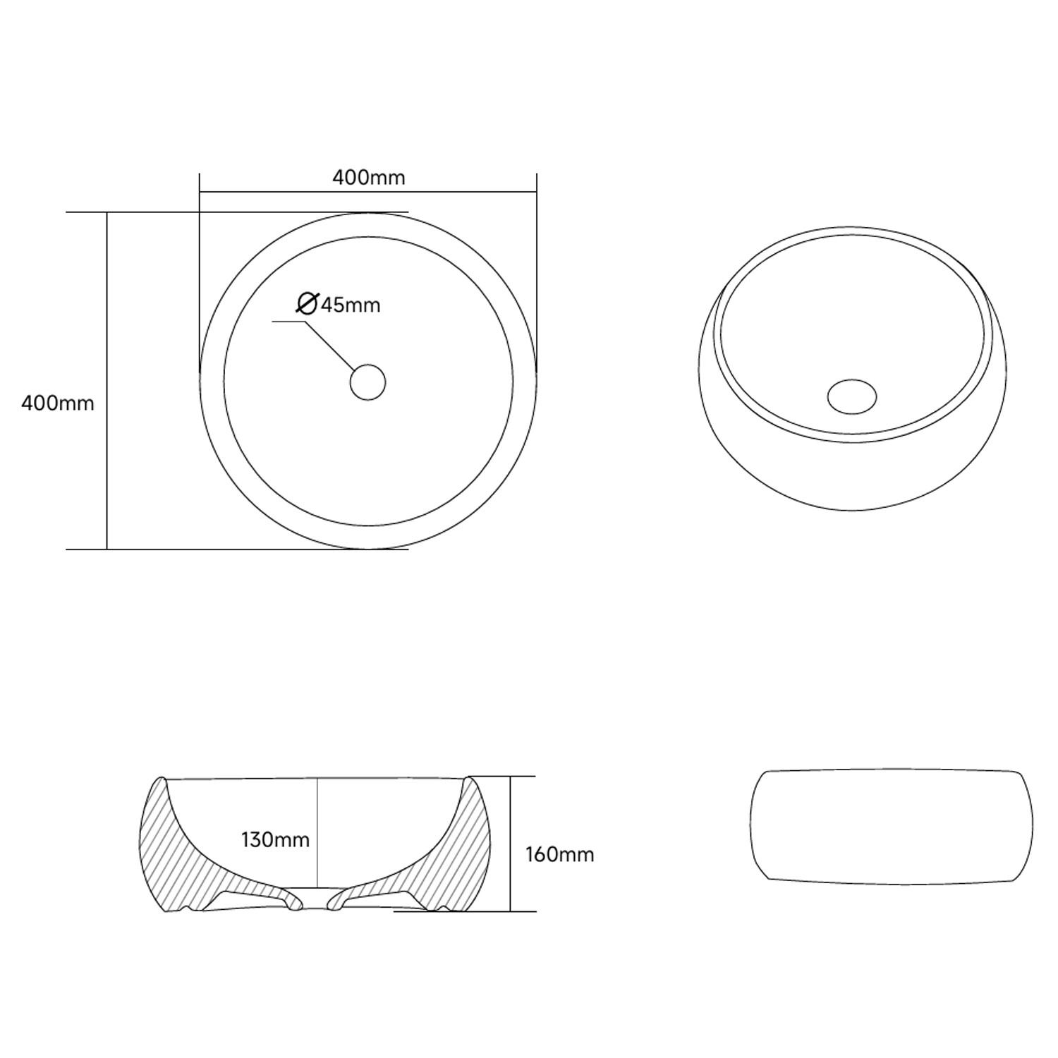 Max Round Countertop Basin - 400mm