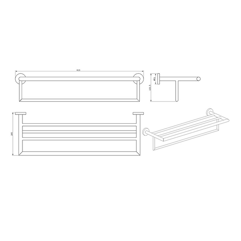 Deacon Bath Towel Shelf - 615mm