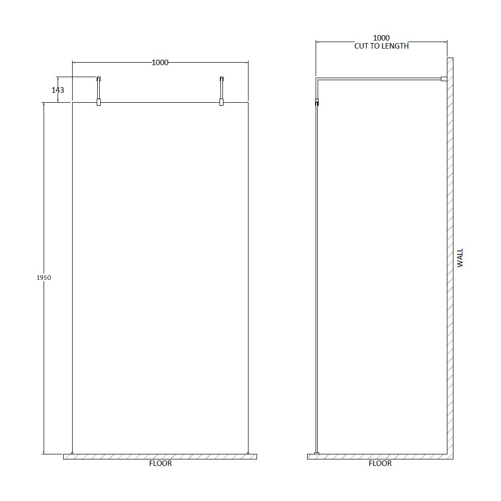 Vellamo 8mm Easy Clean Freestanding Walk In Panel & Two Support Arms