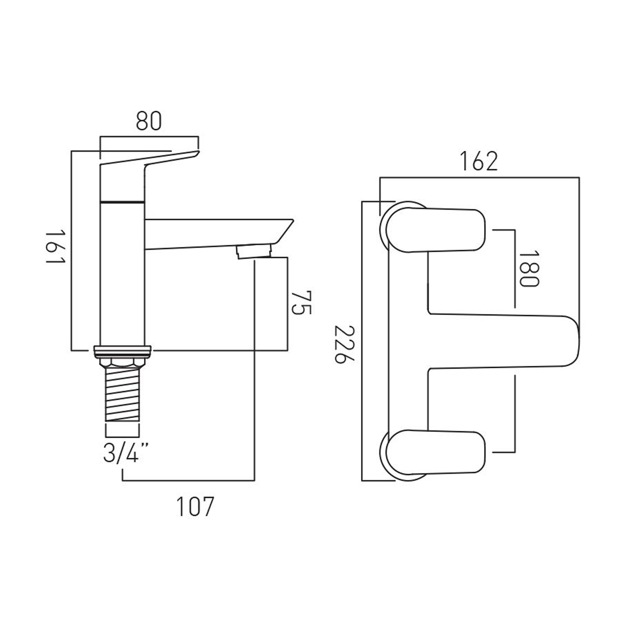Vado Photon 2 Hole Bath Filler