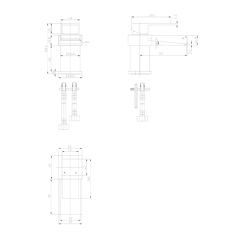 Vellamo Maya Waterfall Basin Mixer with Clicker Waste