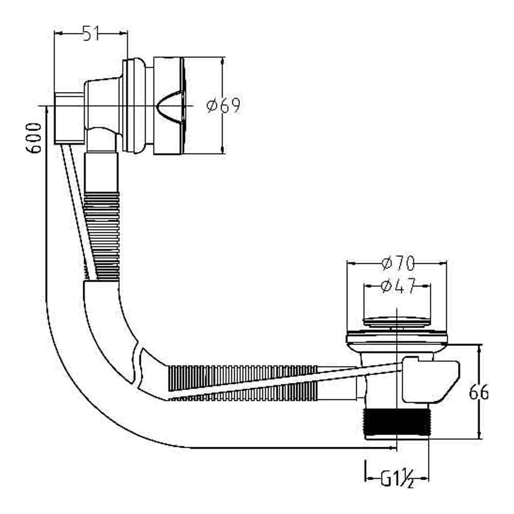 nuie Economy Pop Up Bath Waste with Overflow