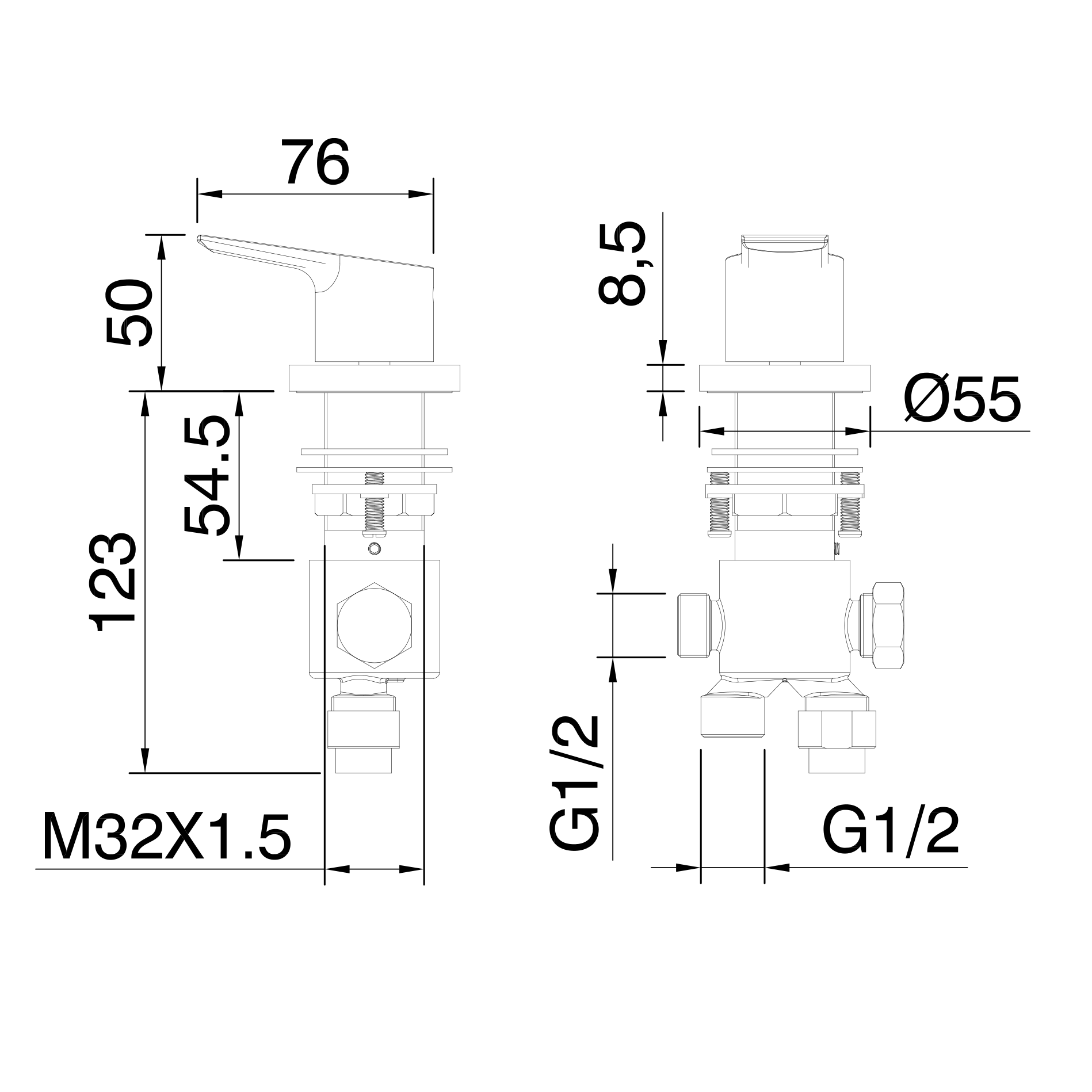 Sagittarius Plaza 2 Outlet Deck Mounted Shower Diverter Valve