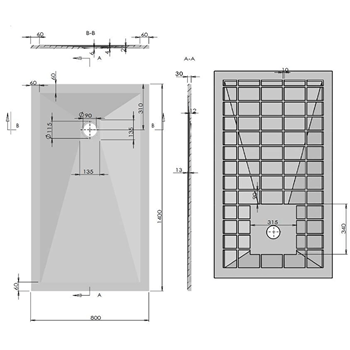 Drench Anthracite Ultra Thin Rectangular Stone Slate Effect Shower Tray & Waste - 1400 x 800mm