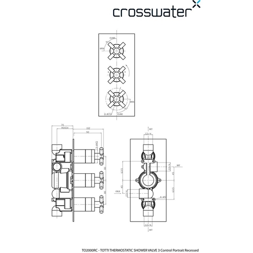 Crosswater Totti 2 Outlet Concealed Thermostatic Shower Valve
