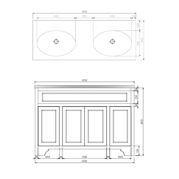 Butler & Rose Beatrice 1200mm Floorstanding Double Basin Vanity Unit