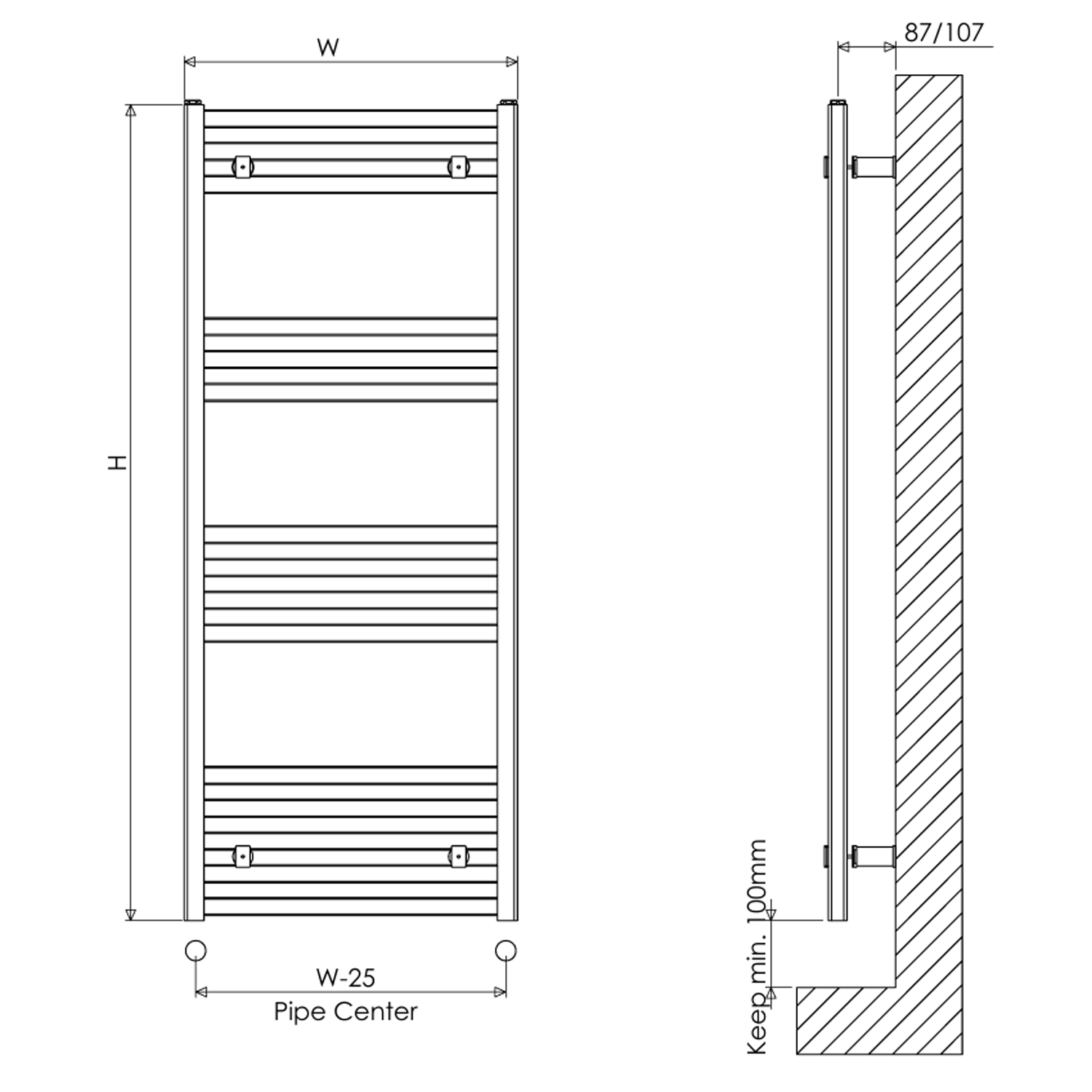 Carisa Fame Aluminium Heated Towel Rail