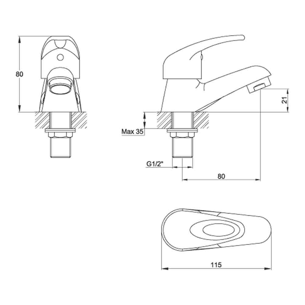 Vellamo Loop Basin Pillar Taps
