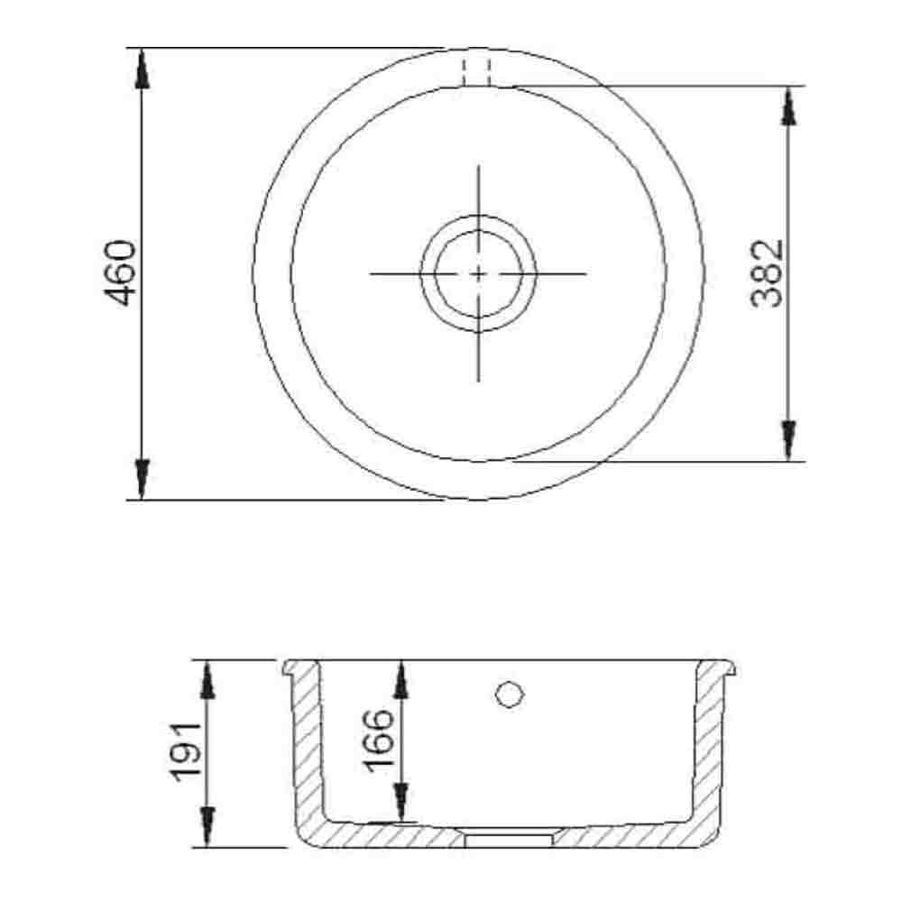 Shaws Classic Round Ceramic Single Bowl Kitchen Sink - 460mm
