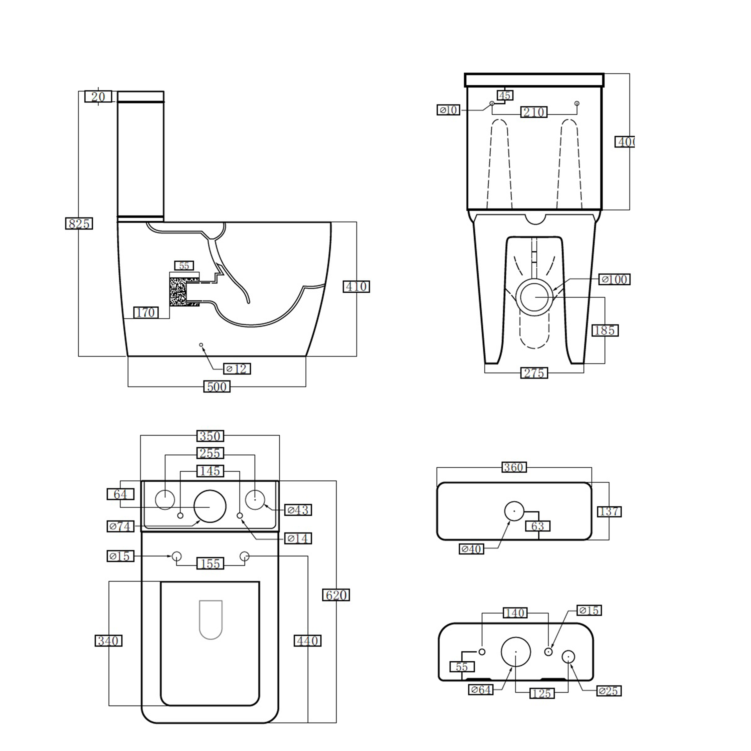 Harbour Unity Rimless BTW Close Coupled Toilet & Soft Close Seat