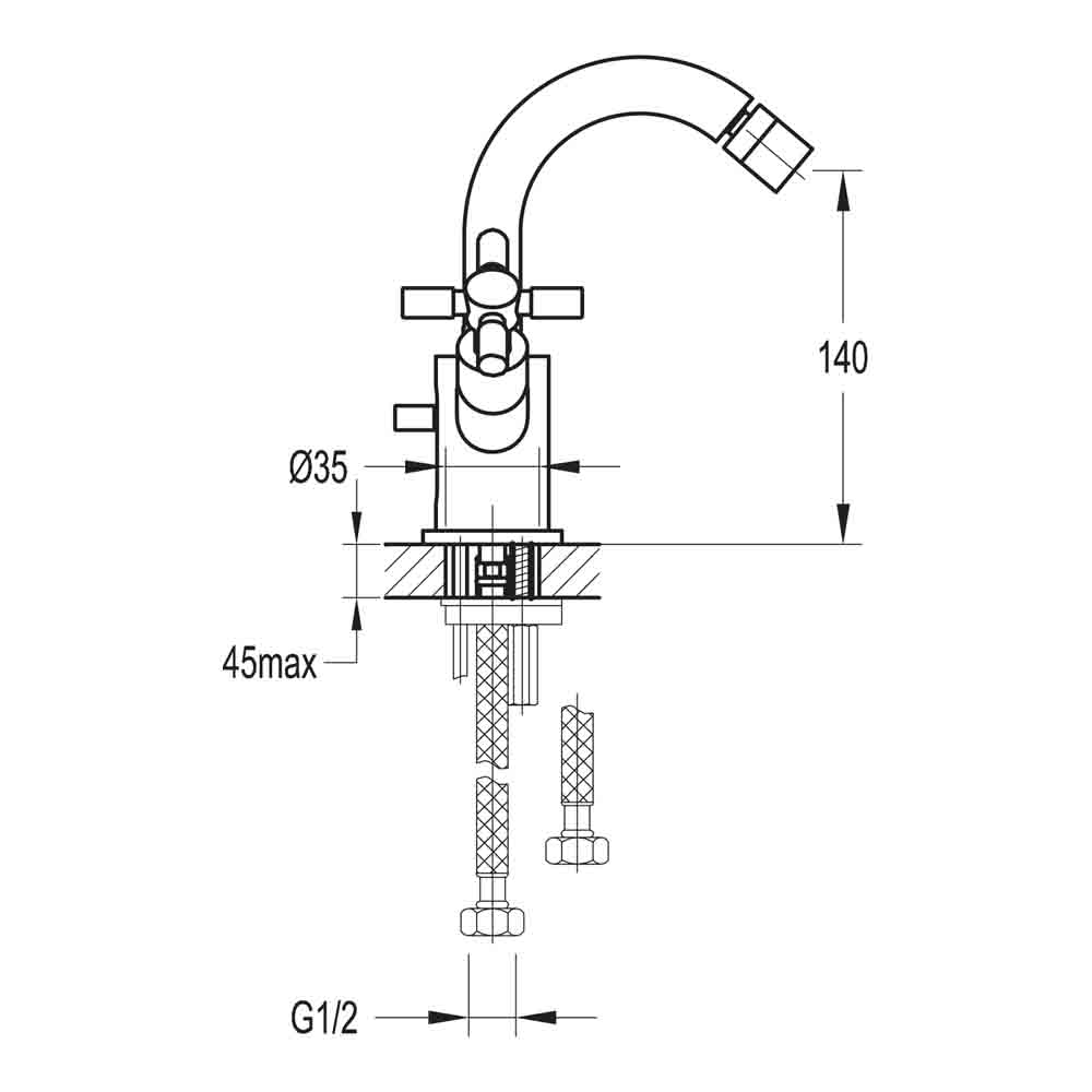 Flova XL Mono Bidet Mixer with Clicker Waste