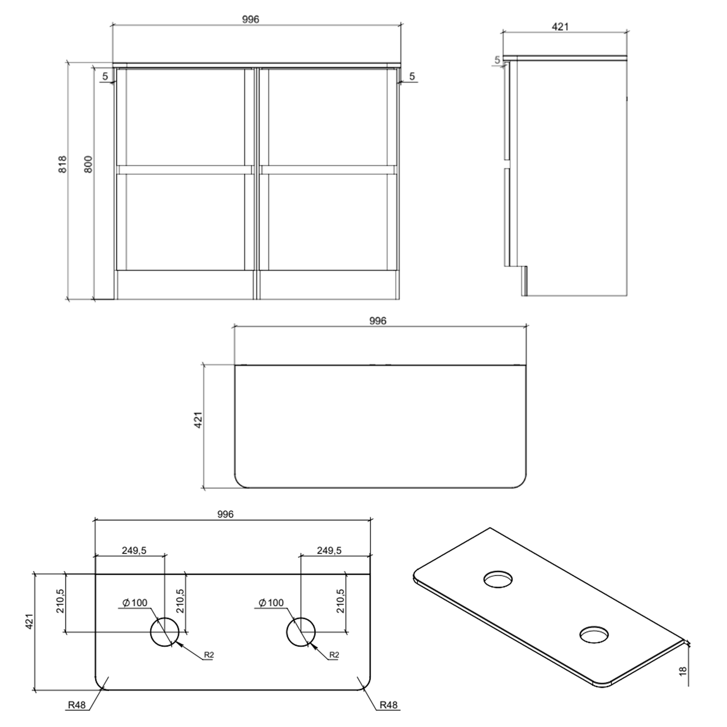Drench Origin 1000mm Floorstanding Vanity Unit & Countertop