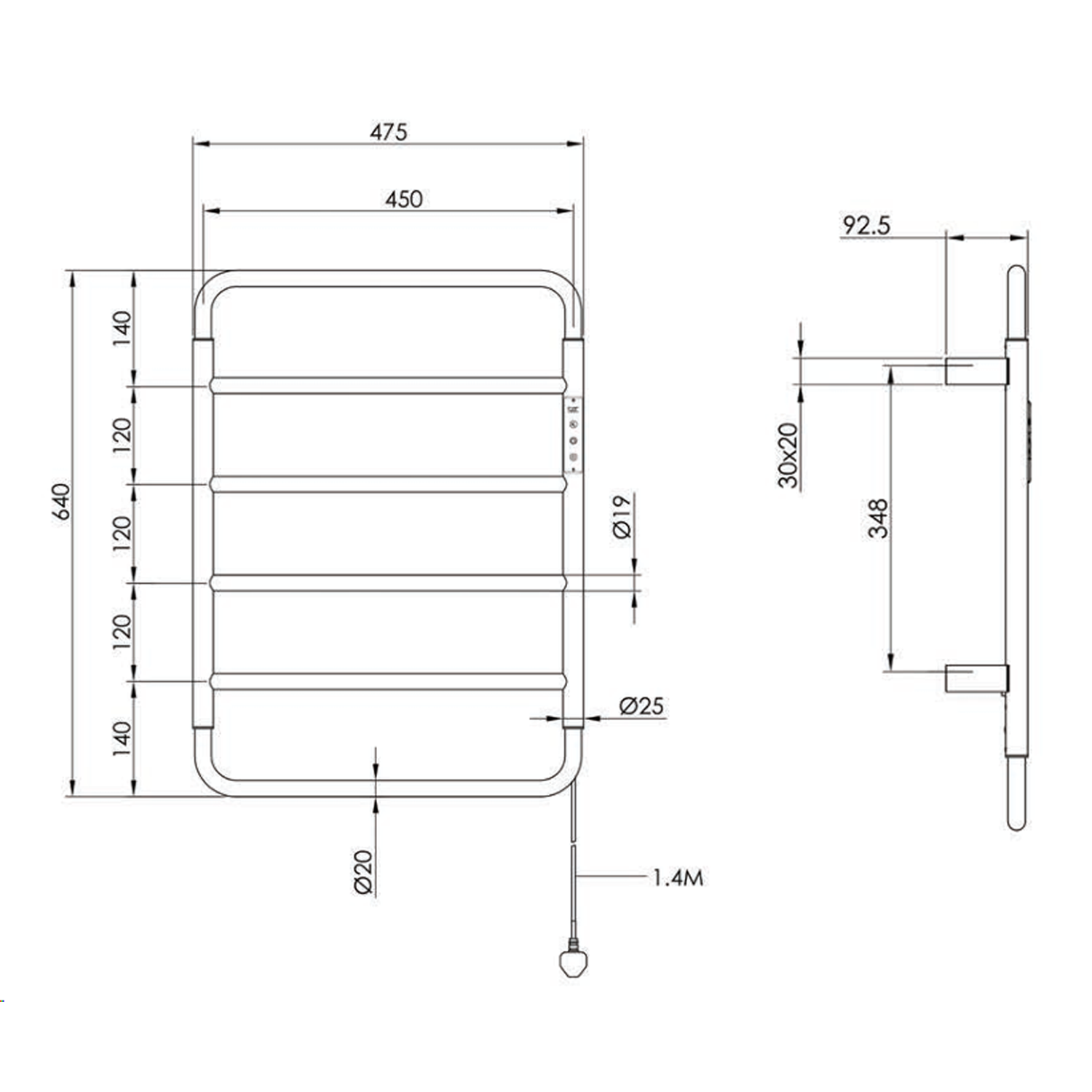 Aero Curved Heated Dry Electric Towel Rail
