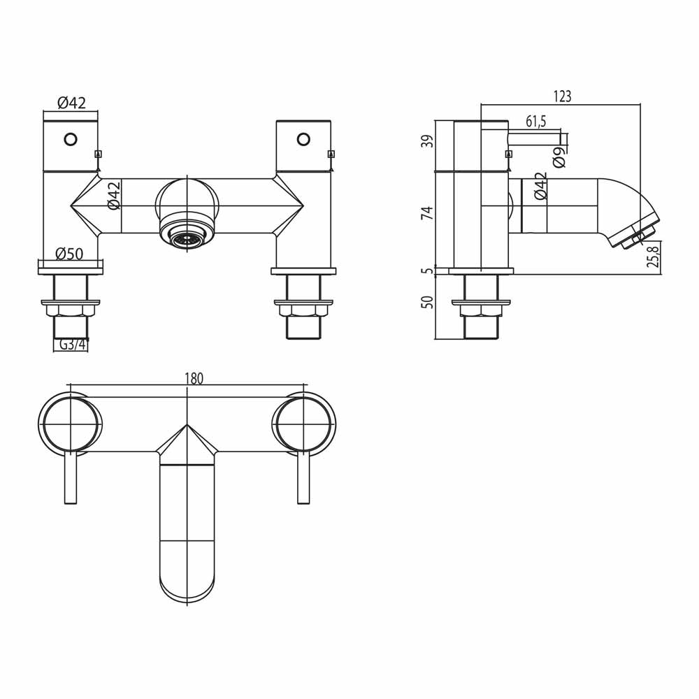 Sagittarius Ergo Deck Mounted Bath Filler