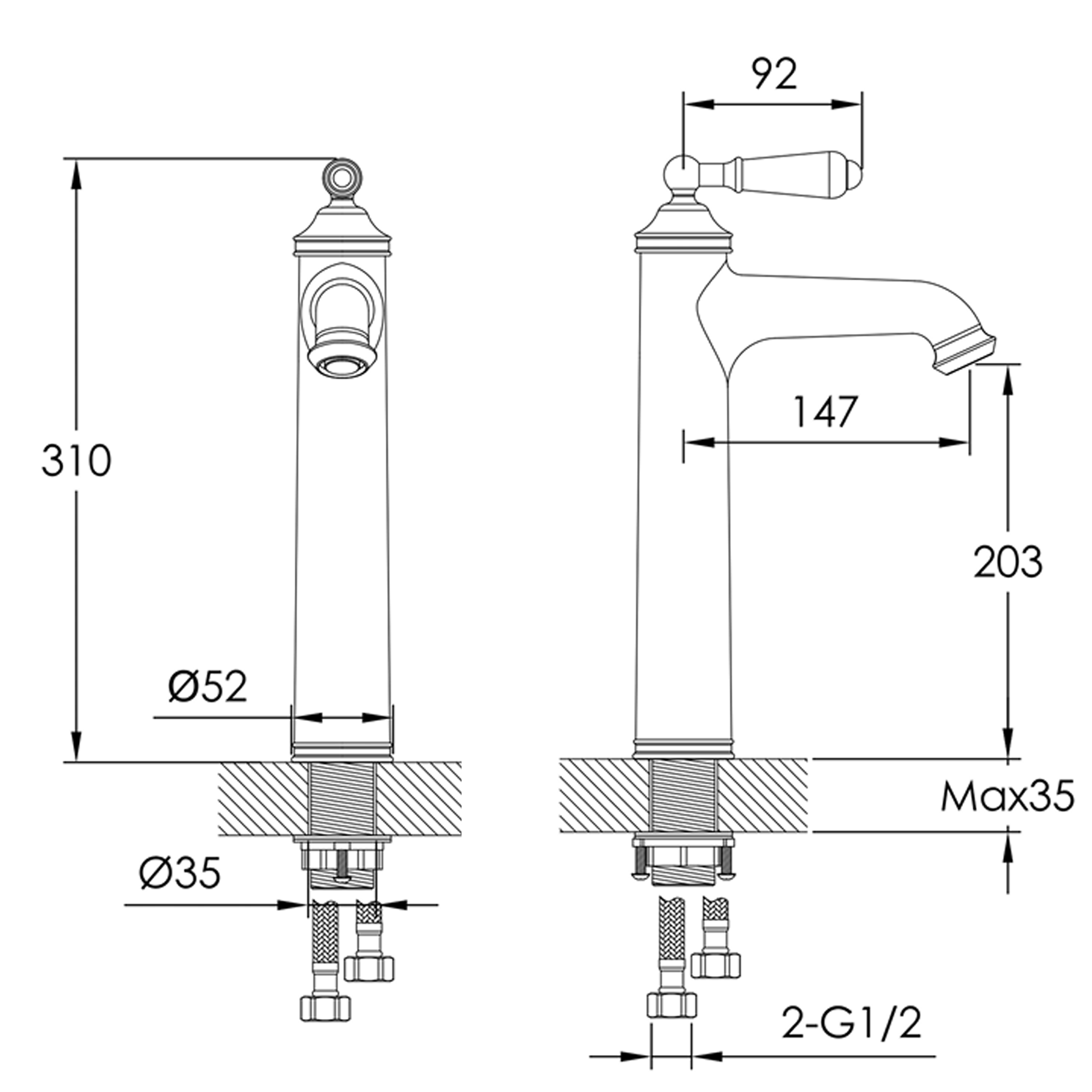 Butler & Rose Caledonia Tall Single Lever Basin Mixer Tap
