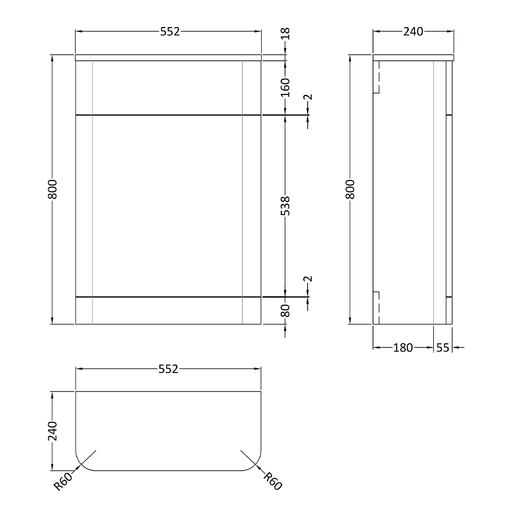 Harbour Grace Gloss White 550mm Back to Wall Toilet Unit