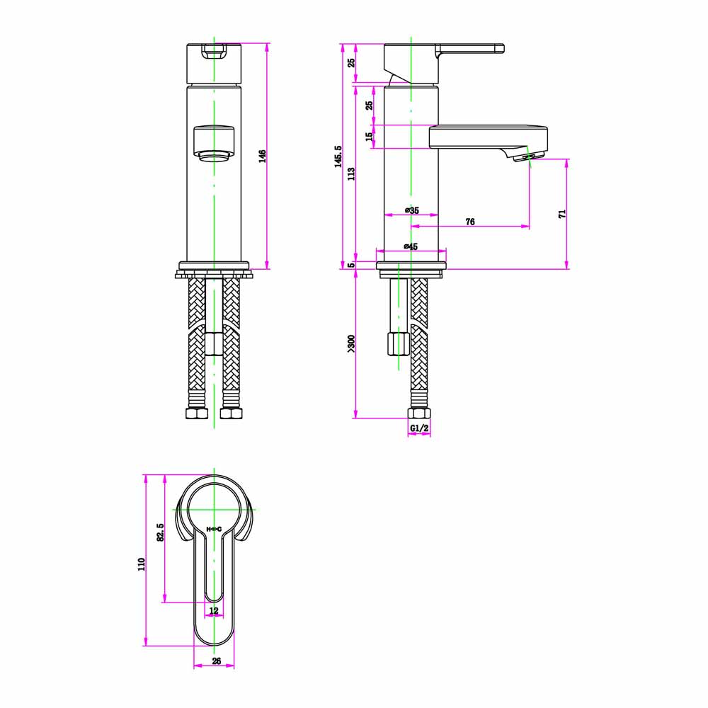 Sagittarius Plaza Cloakroom Basin Mixer with Clicker Waste