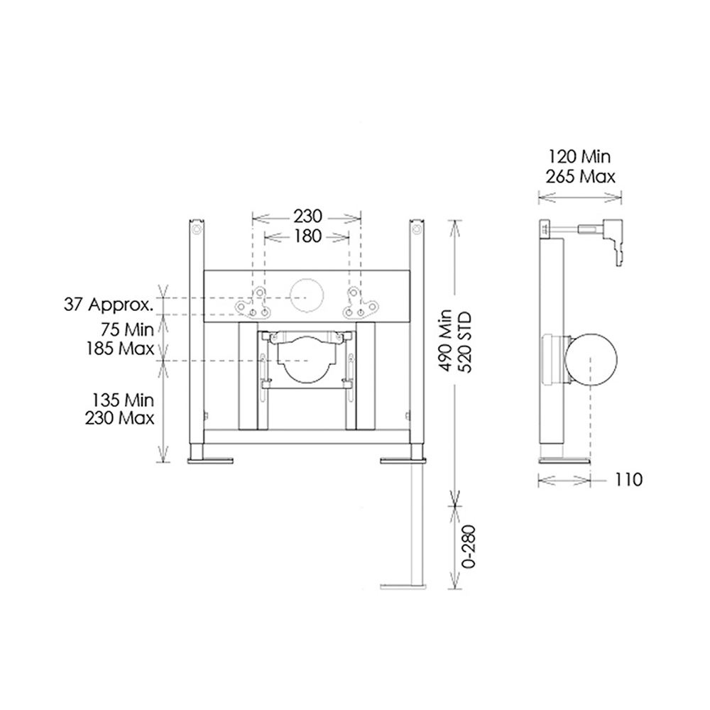 Abacus 520mm Low Height Pan Fixing Frame