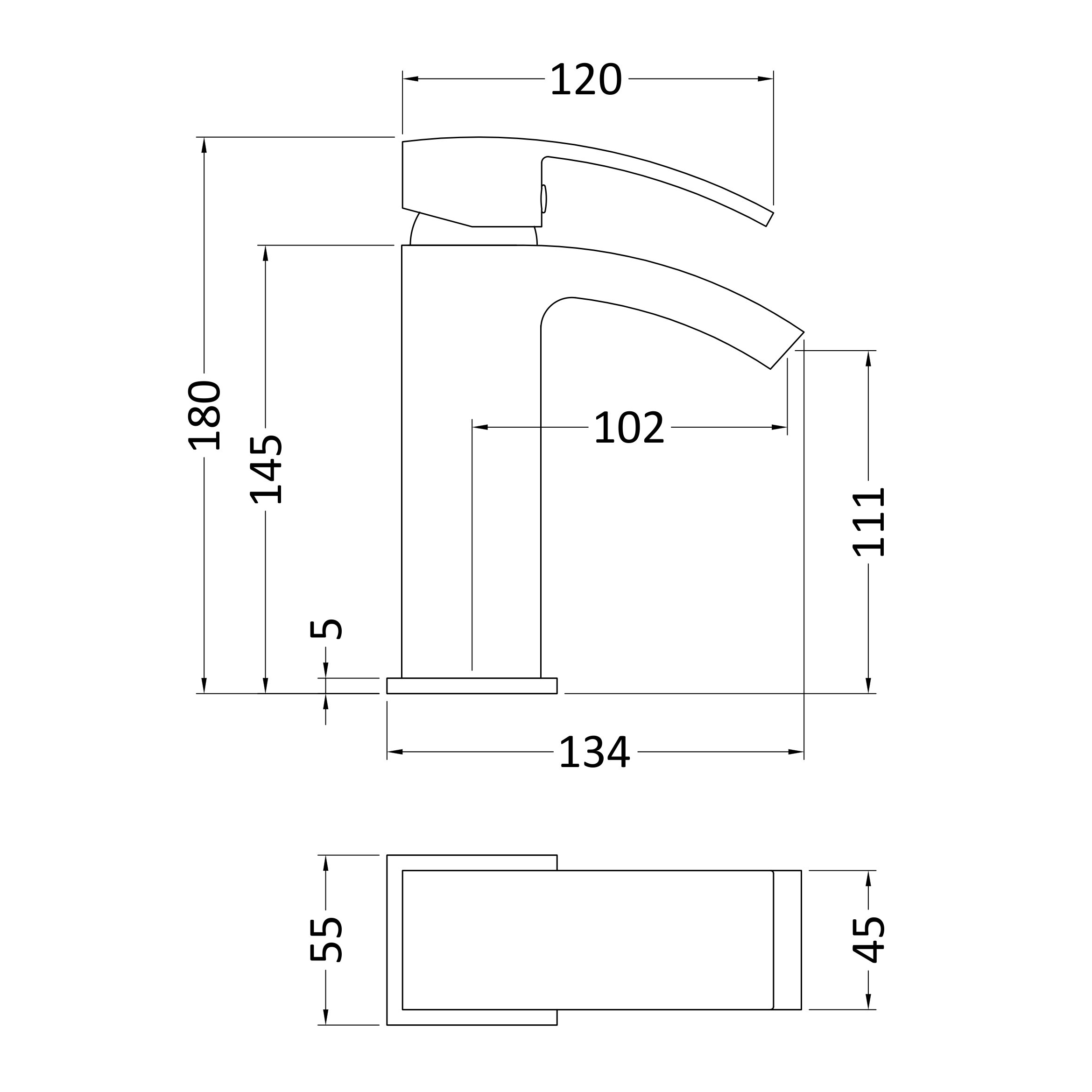 nuie Vibe Midi Waterfall Mono Basin Mixer