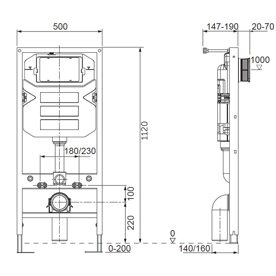 WRAS Approved Crosswater 1120mm Wall Hung Cistern Frame