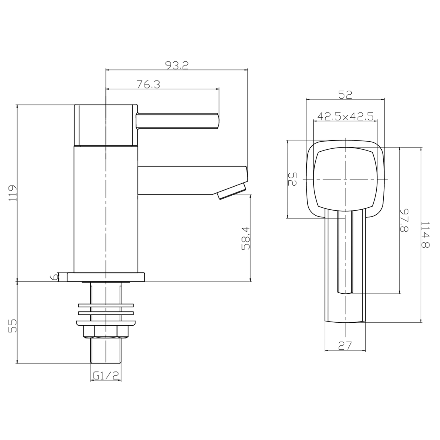 Vellamo Quadro Basin Pillar Taps