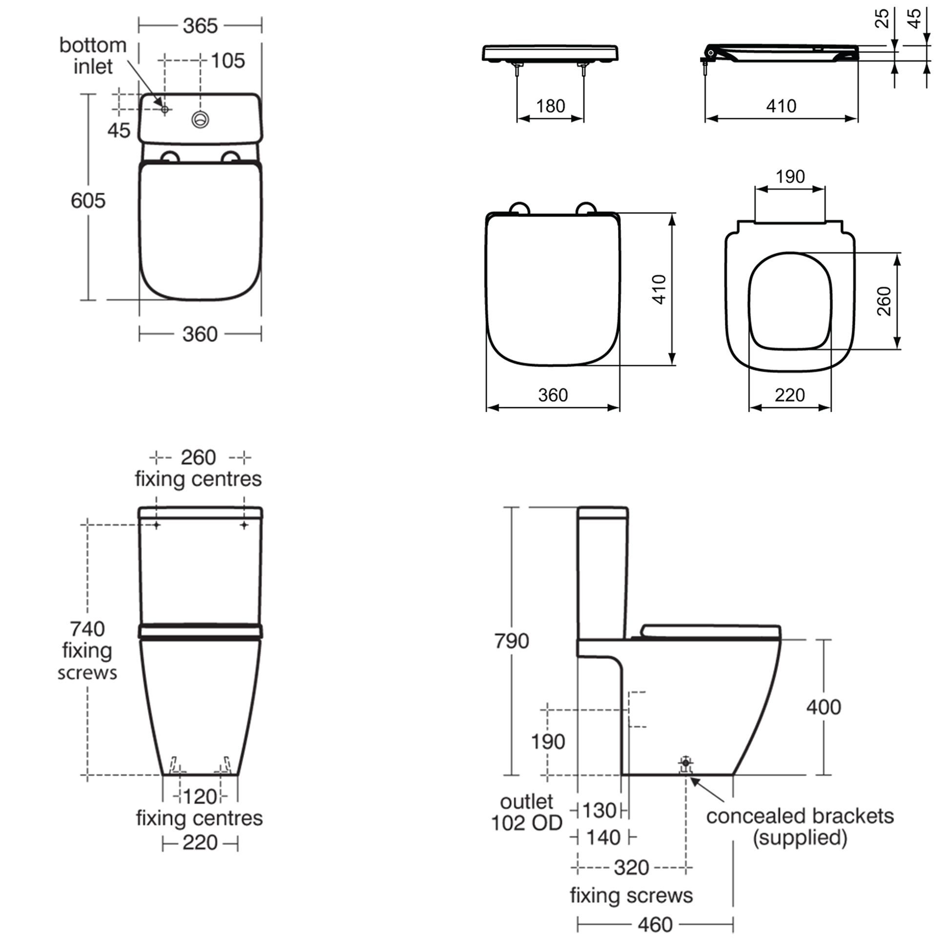 Ideal Standard i.life S Compact Close Coupled Rimless Toilet with Soft Close Seat
