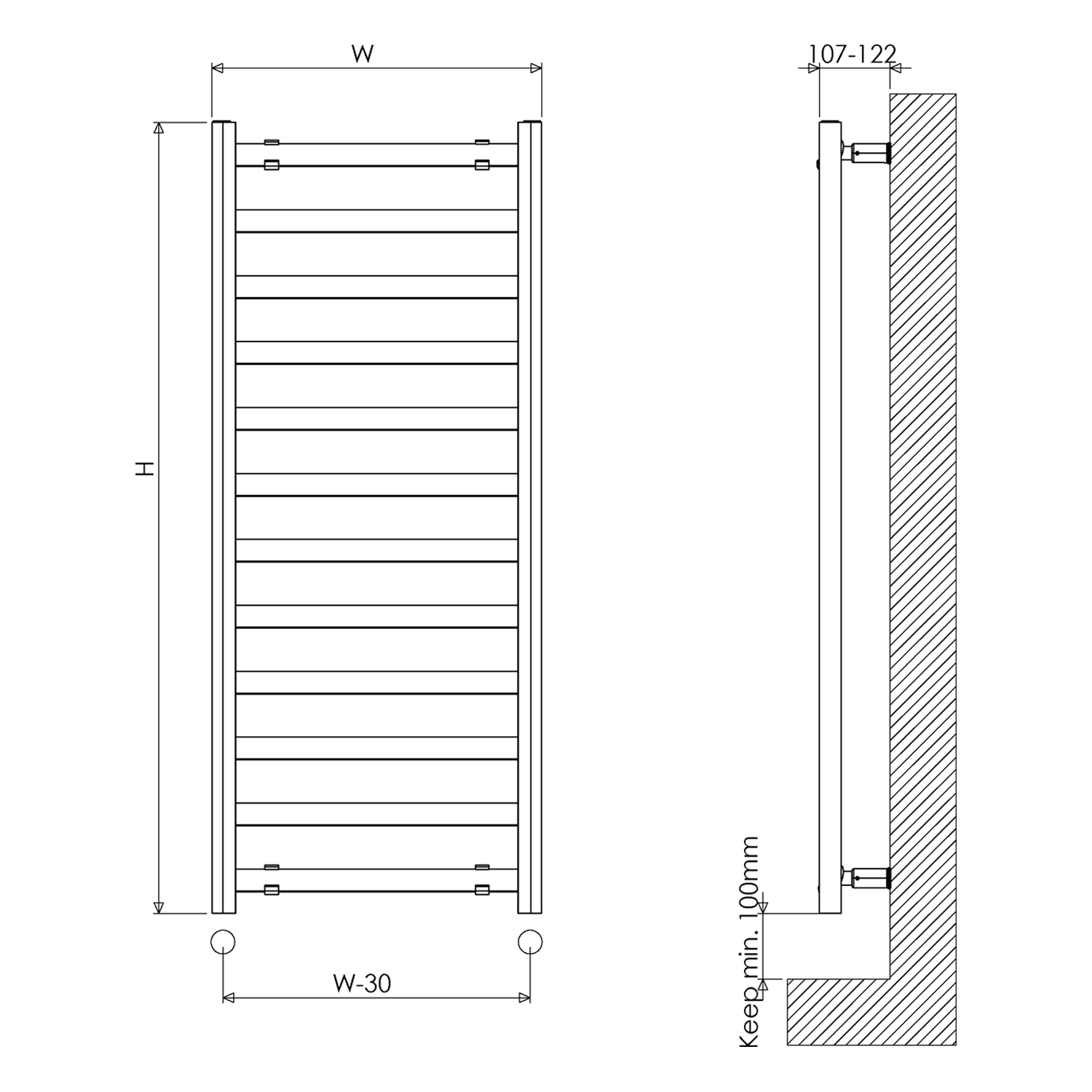 Carisa Lara L Aluminium Ladder Heated Towel Rail