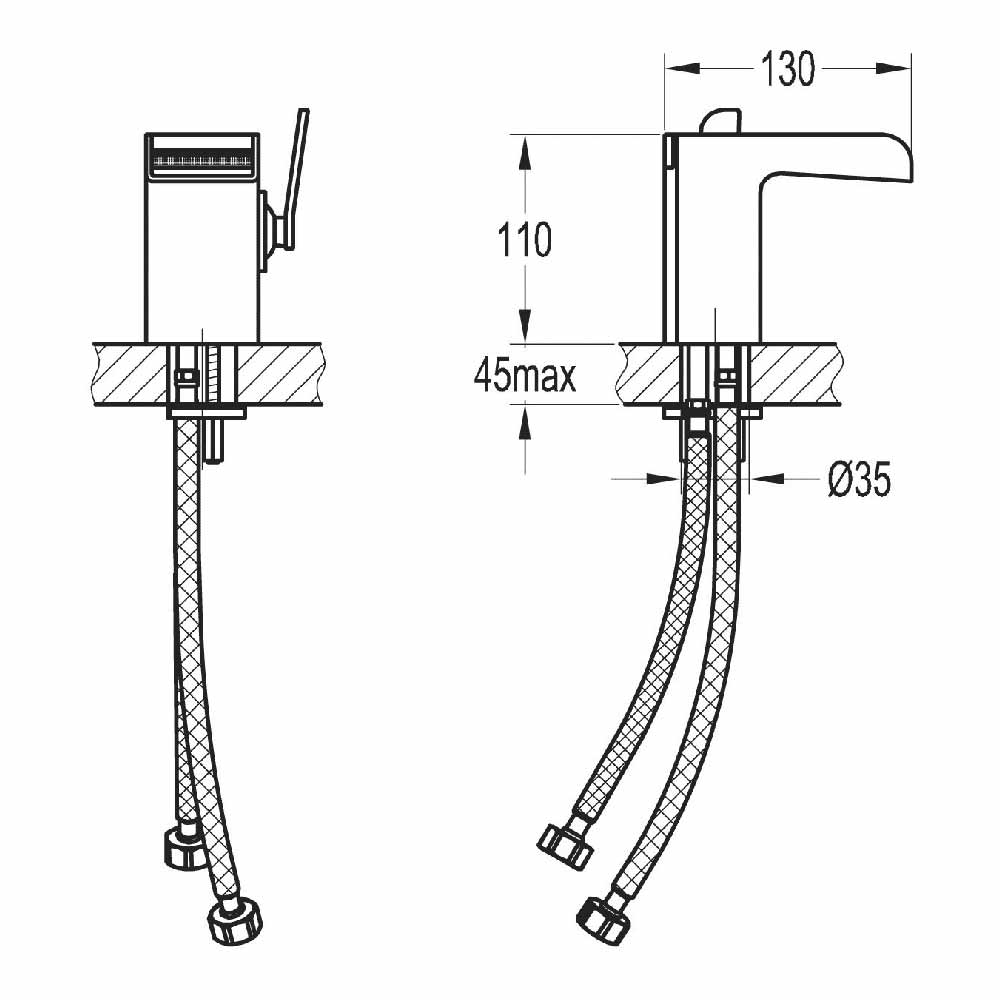 Flova Cascade Waterfall Mono Basin Mixer with Clicker Waste