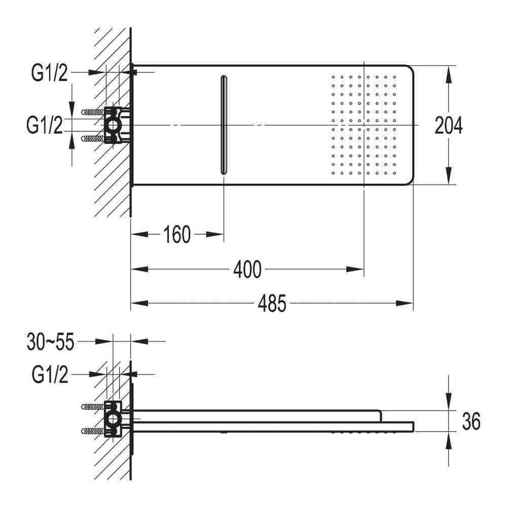 Flova Design Dual Function Overhead Shower with Rain & Waterfall Spray