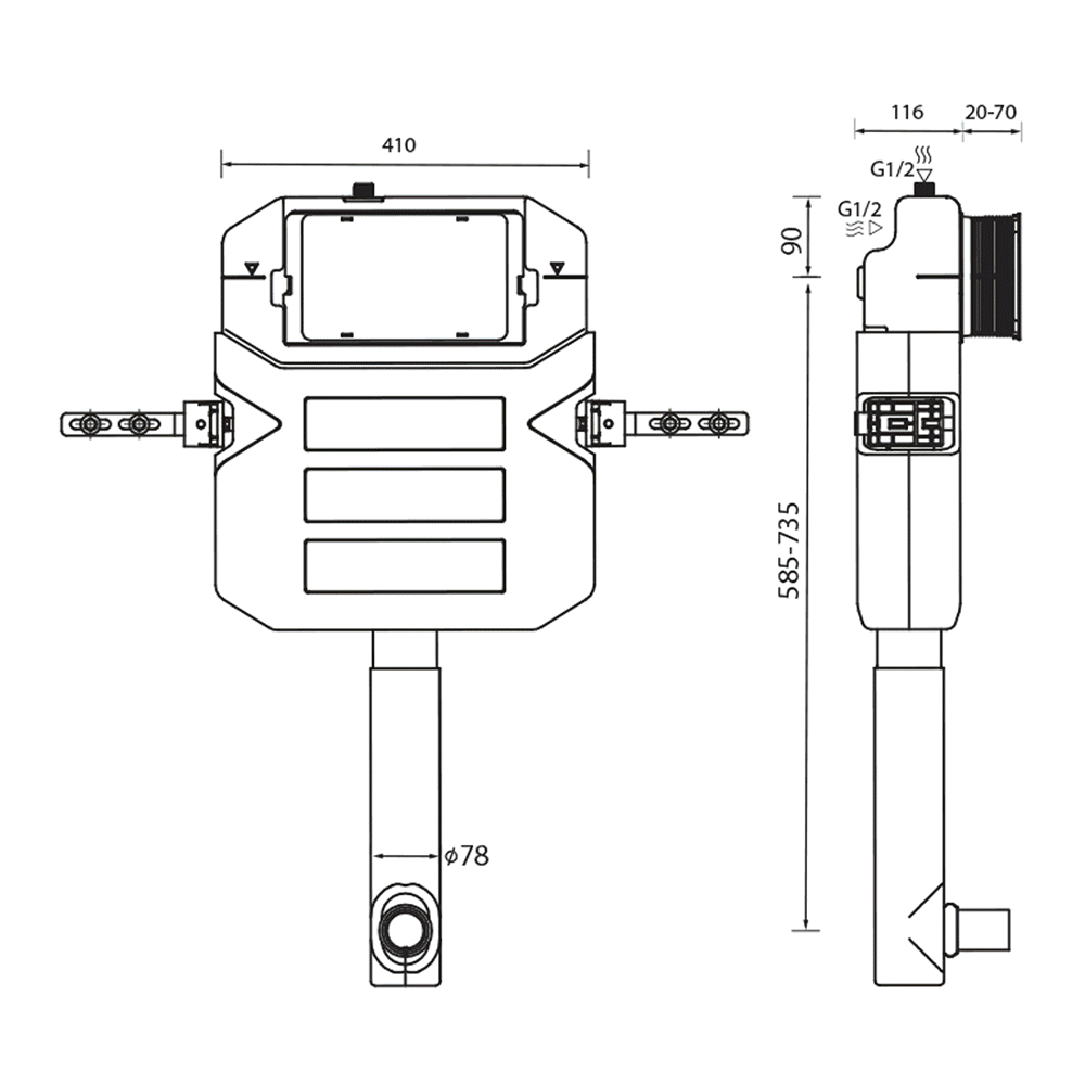 Abacus Dual Flush Concealed Cistern for 1180mm Frame