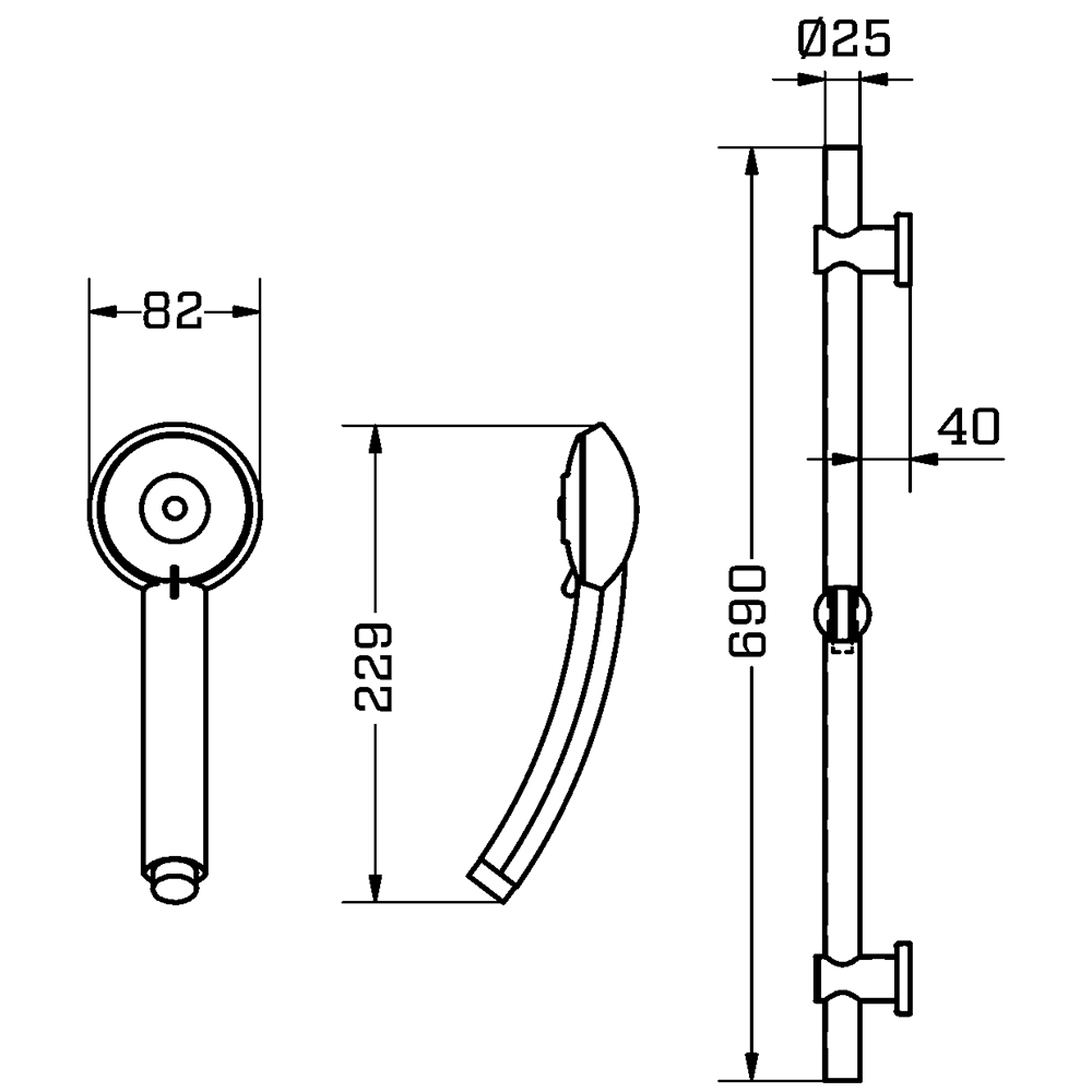 Vellamo Round Slide Rail Kit - Chrome