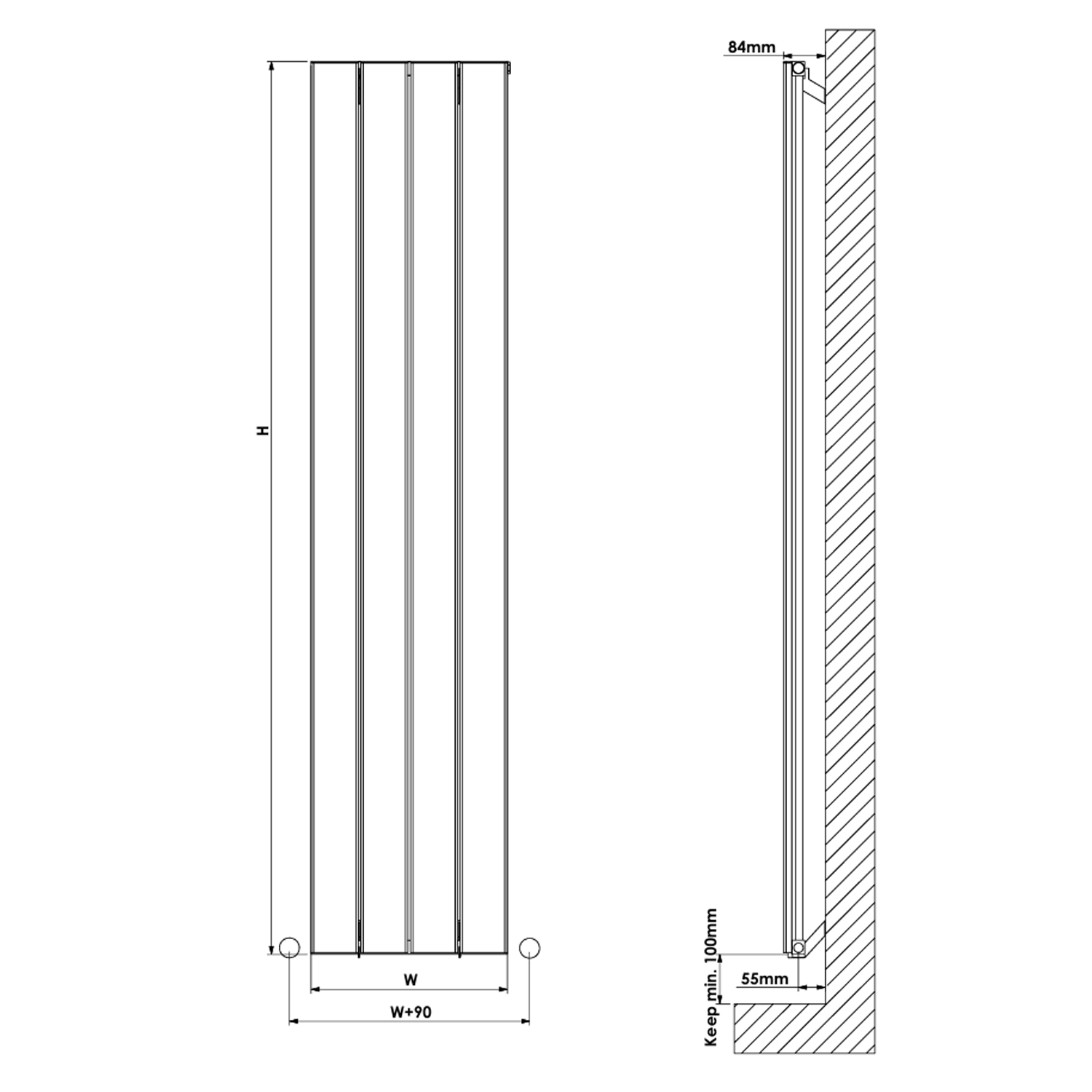 Carisa Angers Single Panel Vertical Aluminium Radiator