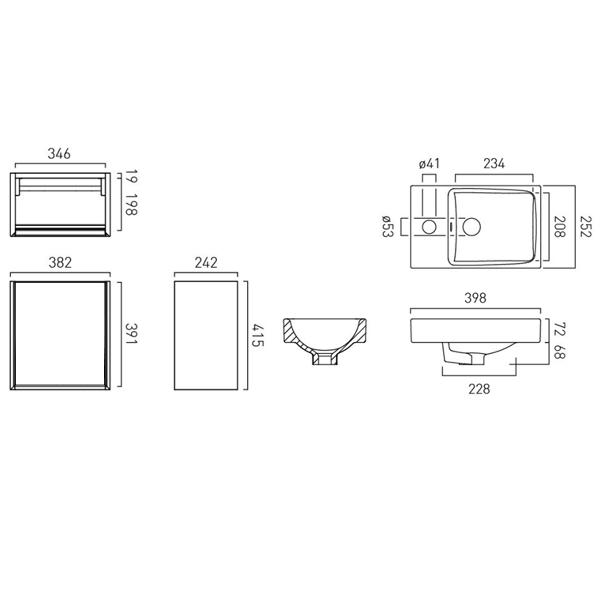 Vado Safari 400mm Cloakroom Wall Hung Vanity Unit & Basin