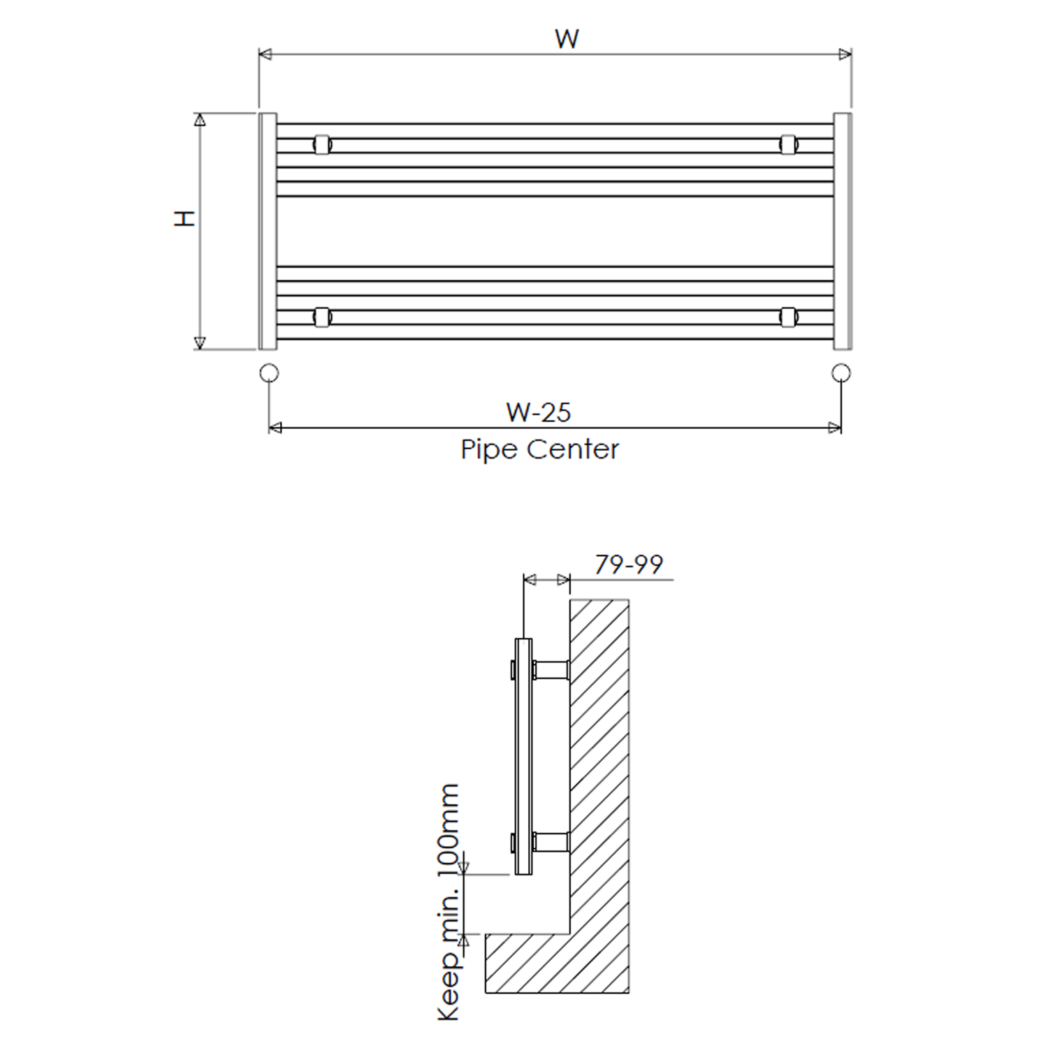 Carisa Fame Horizontal Ladder Aluminium Designer Heated Towel Rail - 400 x 1000mm