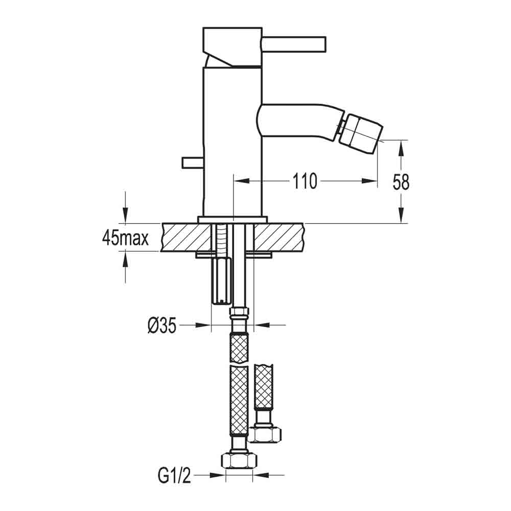 Flova Levo Mono Bidet Mixer with Clicker Waste