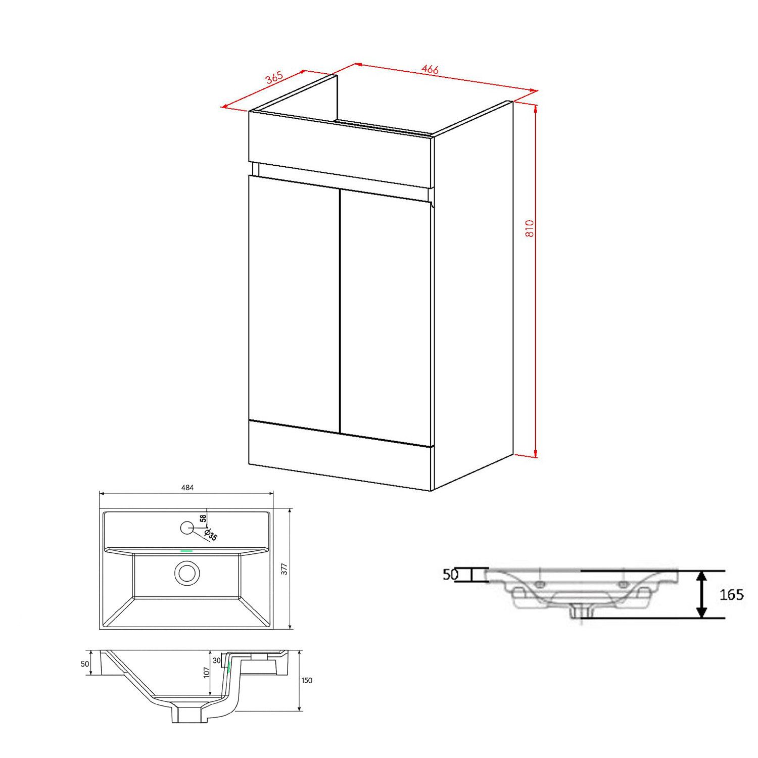 Dylan 500mm Floorstanding Vanity Unit & Basin