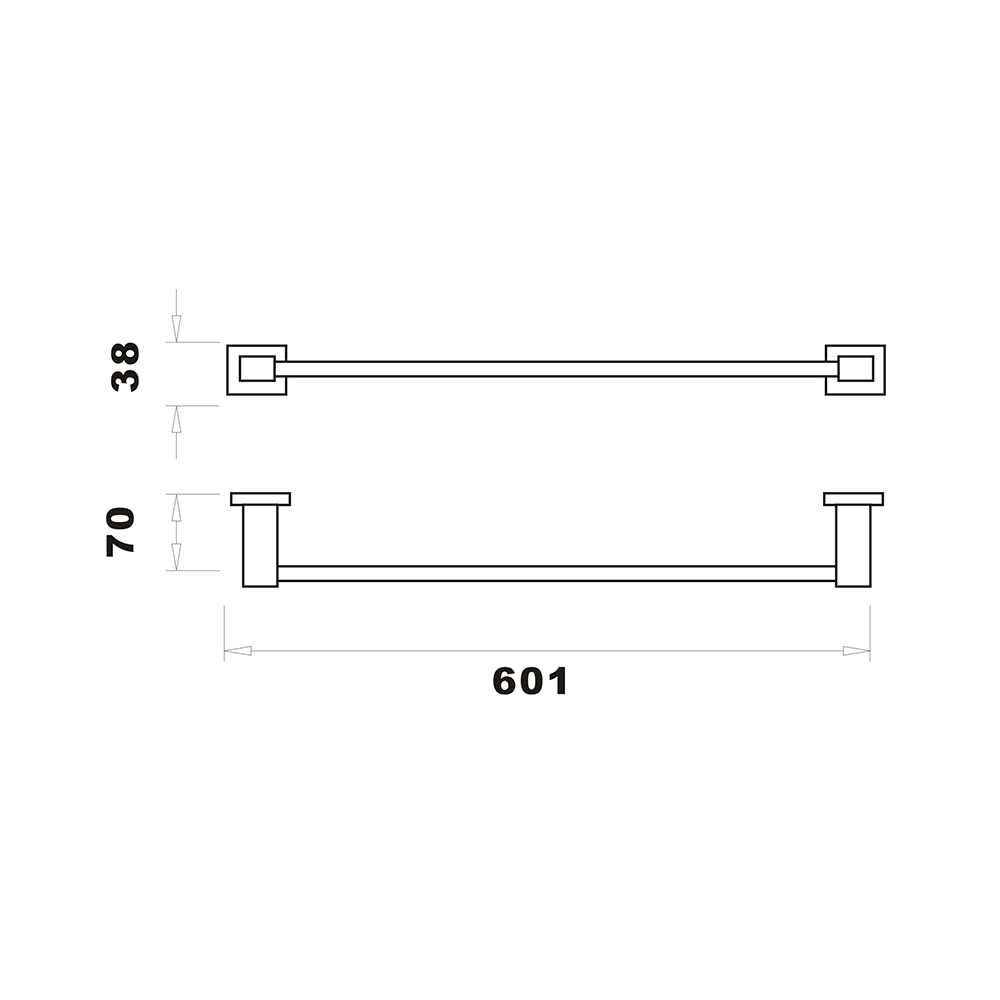 Harbour Clarity Matt Black Single Towel Rail