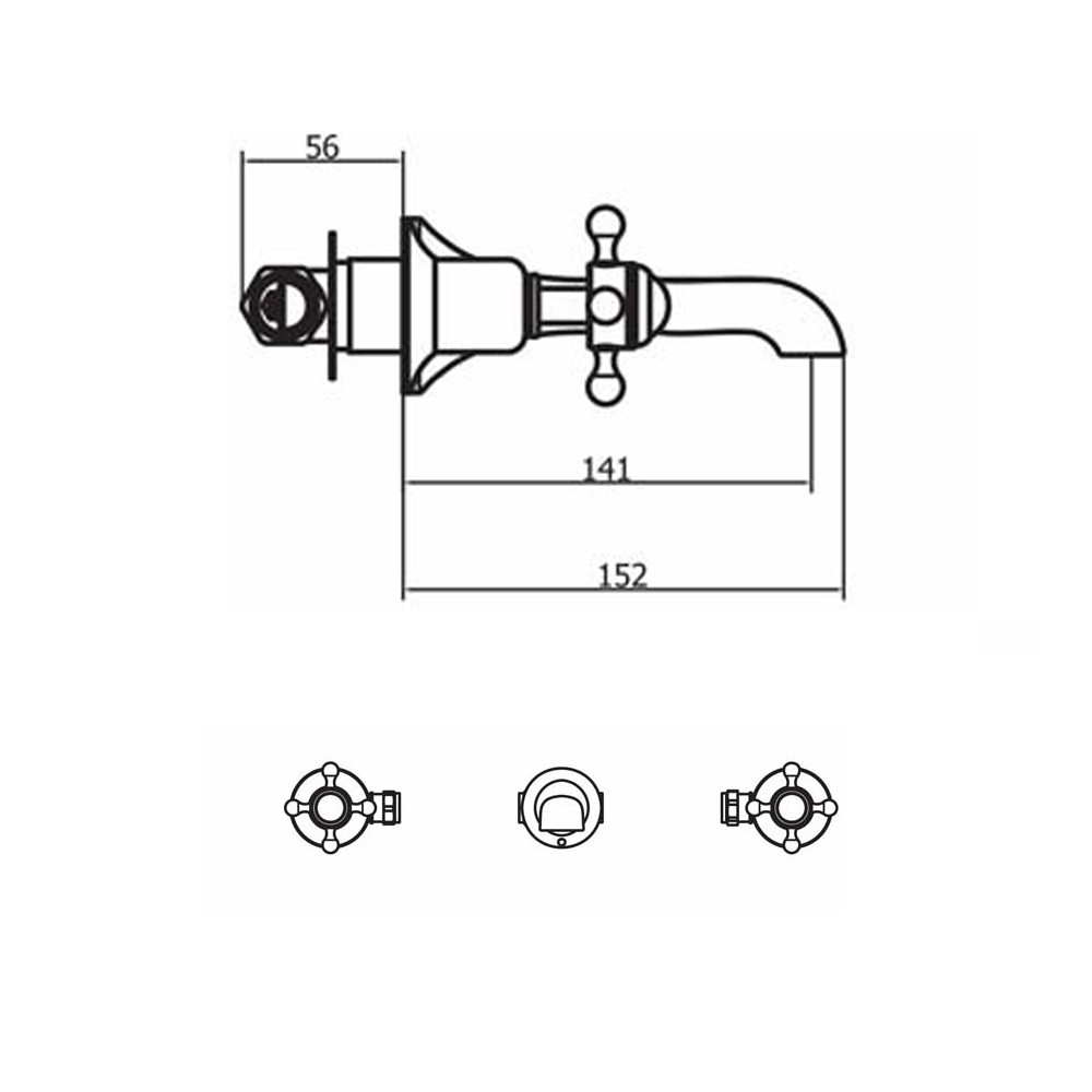 Crosswater Belgravia Crosshead Wall Mounted 3 Hole Basin Mixer - Chrome
