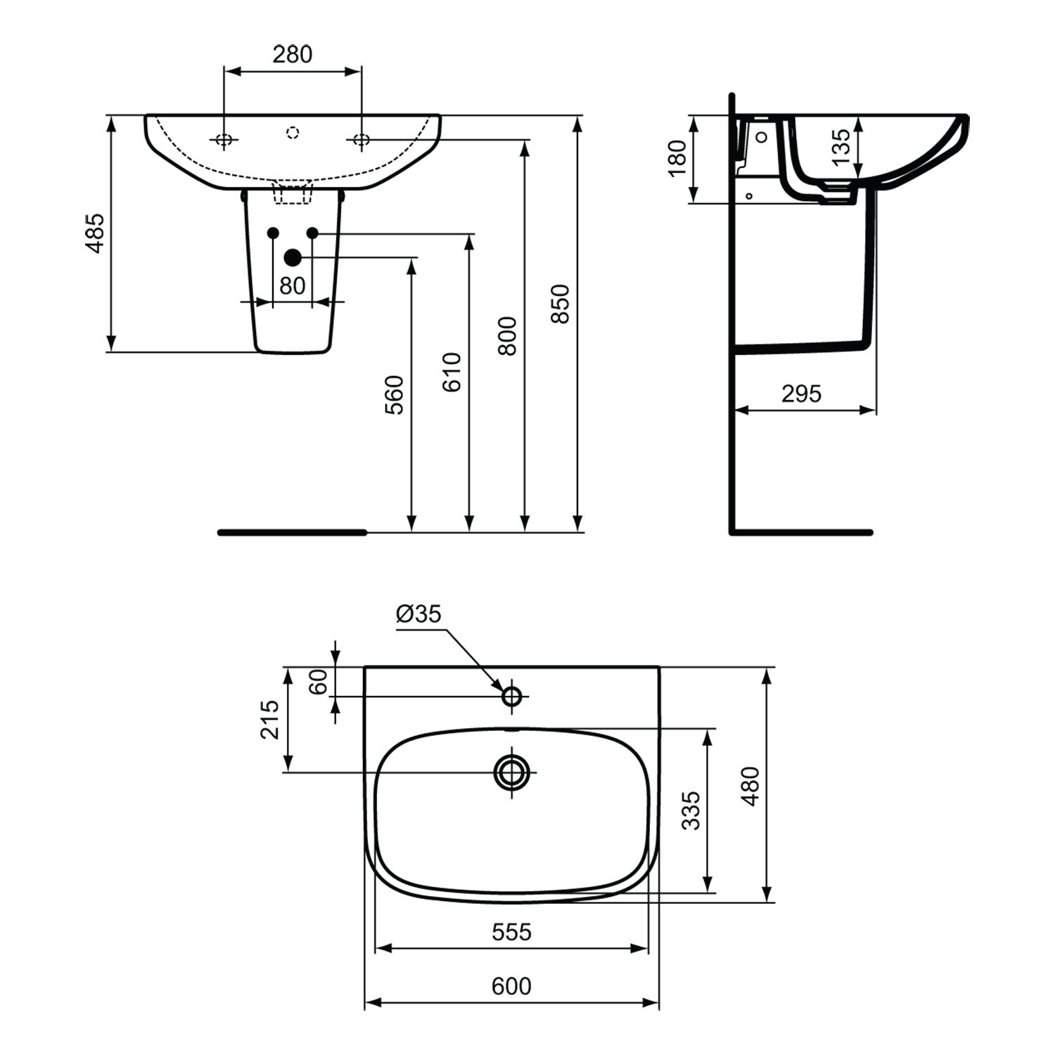 Ideal Standard i.life A Basin & Pedestal
