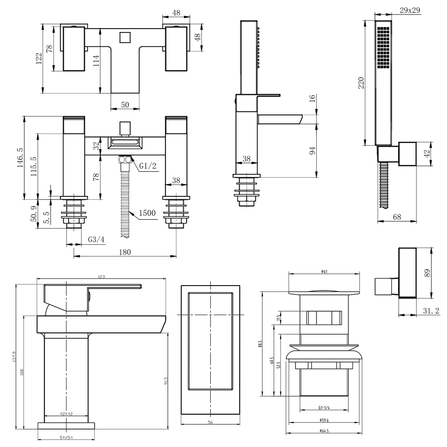 Vellamo Relate Waterfall Basin Mixer & Bath Shower Mixer Pack