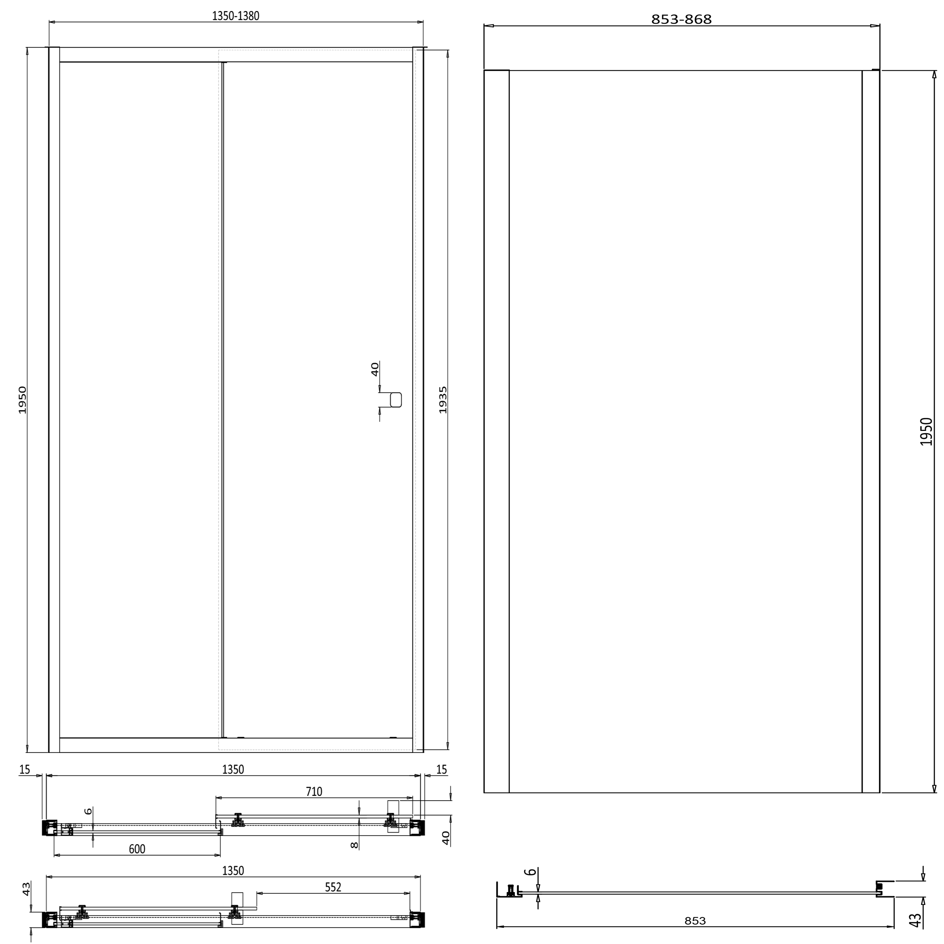 Crosswater Clear 6 6mm Brushed Stainless Steel Single Sliding Door & Optional Side Panel