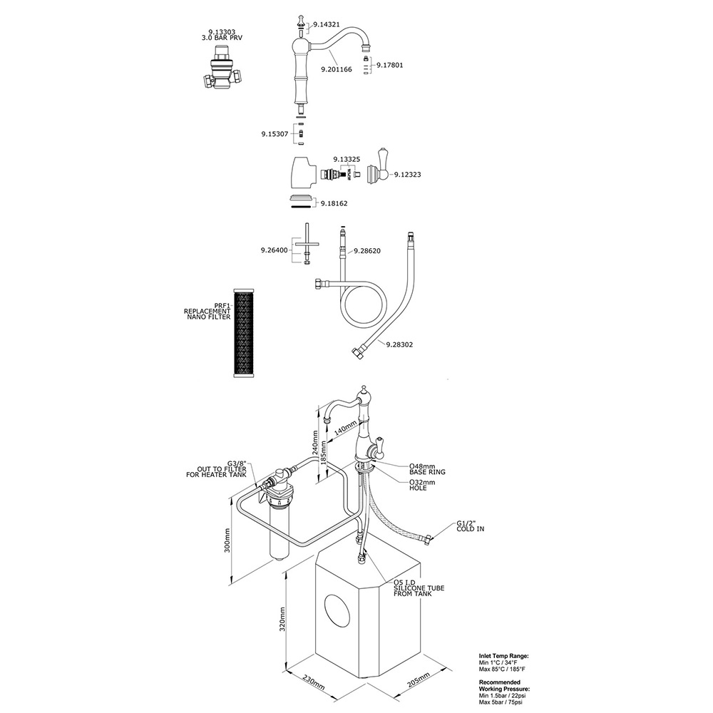 Perrin u0026 Rowe Aquitaine Mini Instant Hot Water Tap | Tap Warehouse
