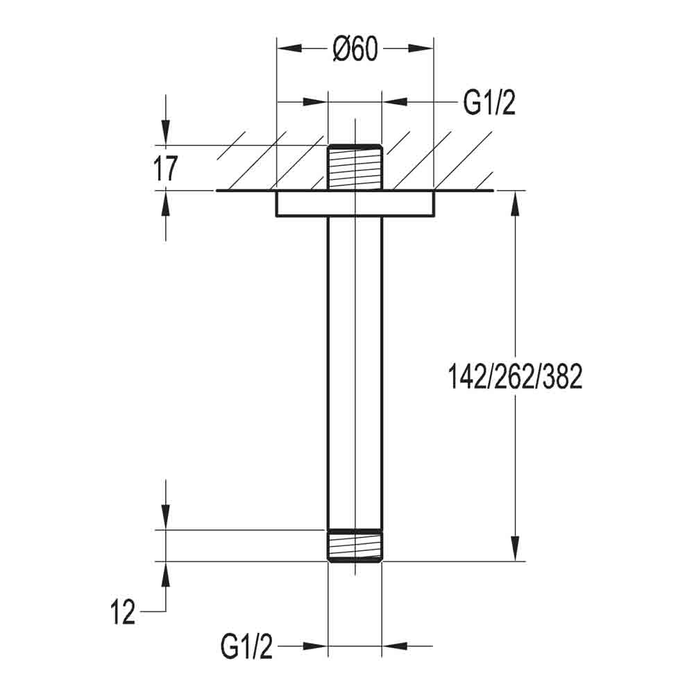 Flova Levo Ceiling Mounted Shower Arm - 240mm