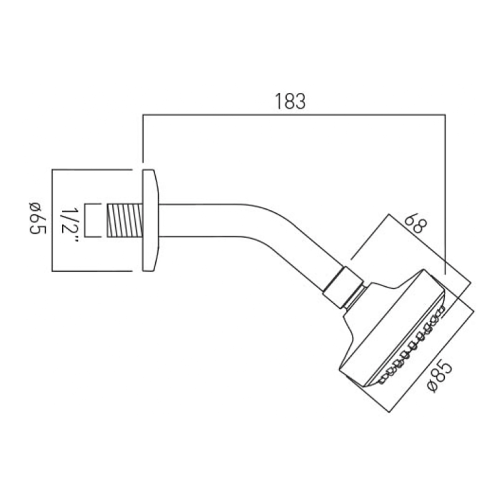 Vado Single Function Fixed Head And Shower Arm