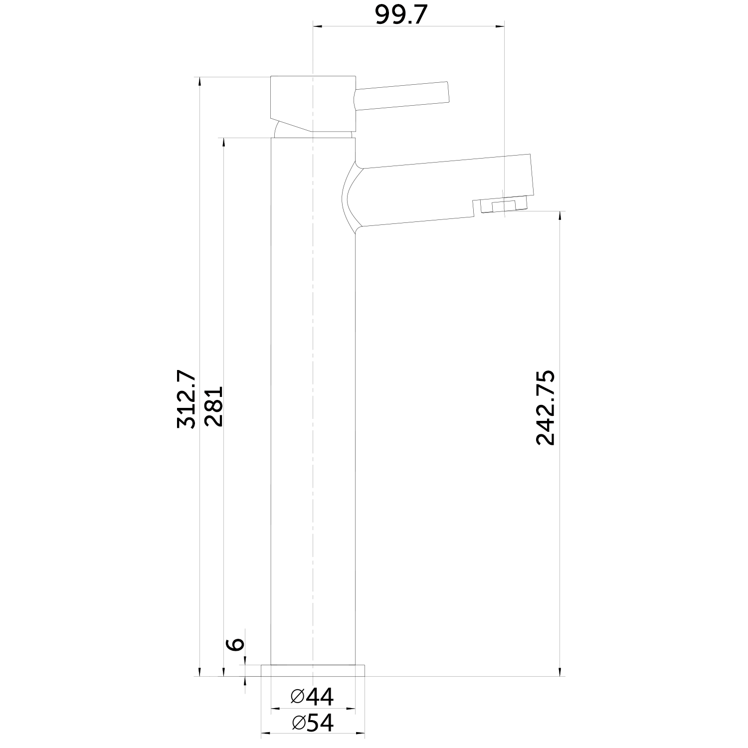 Vellamo Twist Tall High Rise Basin Mixer Tap