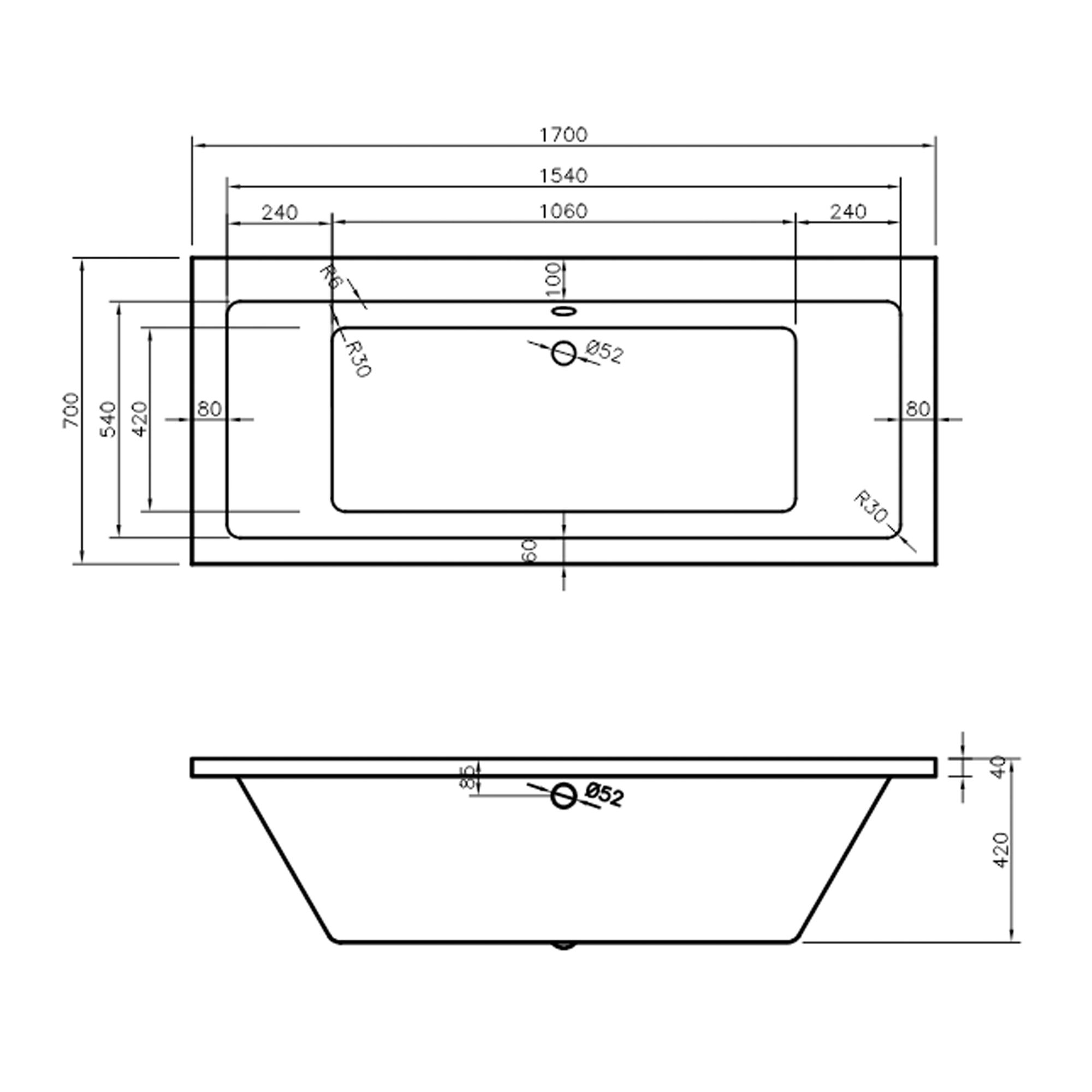 Armourcast Reinforced Straight Double End Bath